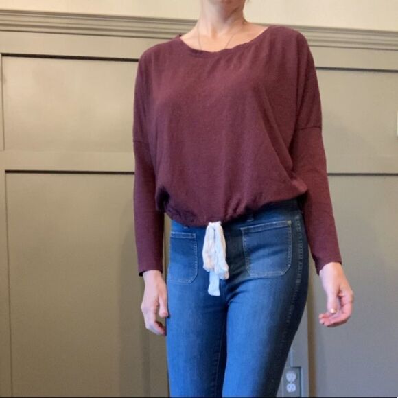 EBERJEY Heather Slouchy Lounge Tee Burgundy Size Small - Picture 3 of 8